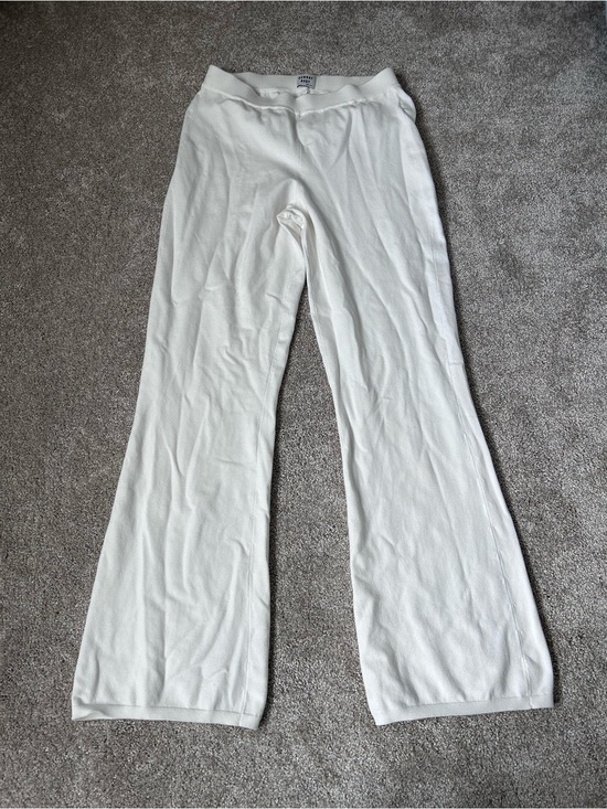 Sunday Best Pants - Sunday Best Aritzia White Knit Wide-Leg Flare Posie Pants Lounge Cozy Minimalist